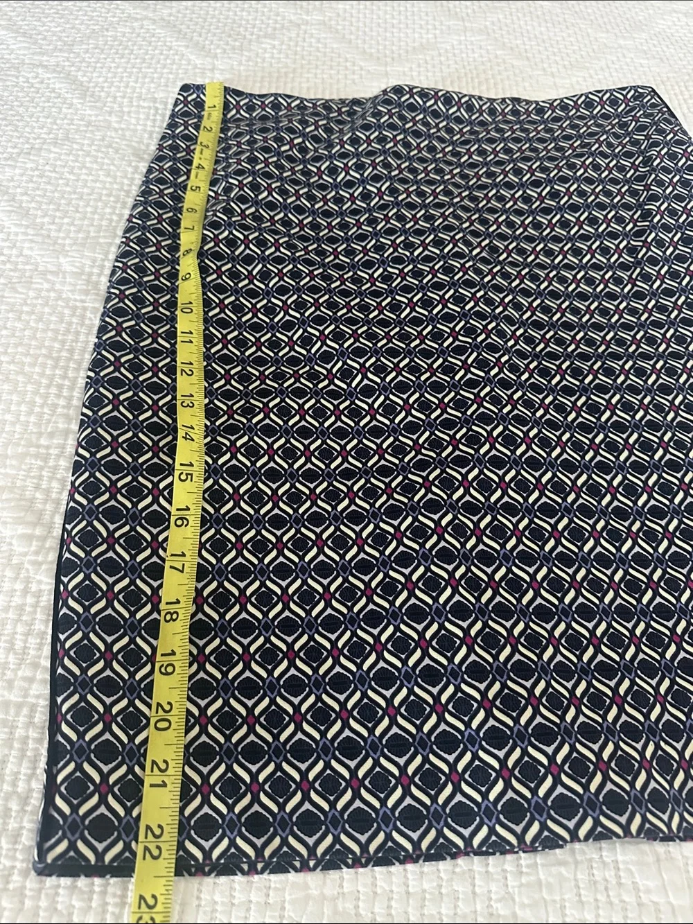 Adrianna Papell Navy Geometric Pencil Skirt Size 10 USA